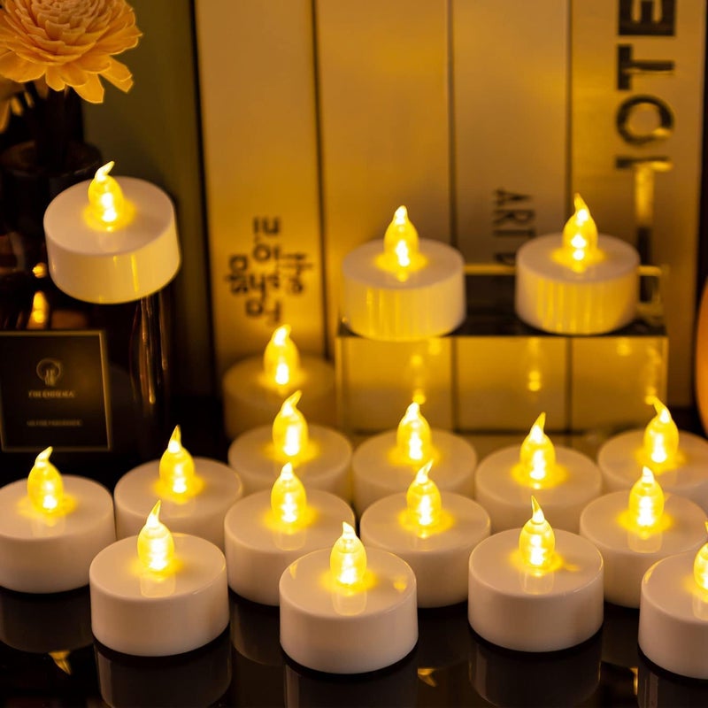 PARTISH 24 Pcs LED Tea Light Candles | Flameless, Smokeless Diyas | Decorative Acrylic Candles for Navratri Decoration Setup for Home, Home Decor, Diwali, Deepawali, Festival Gifting (Yellow) - Image 3