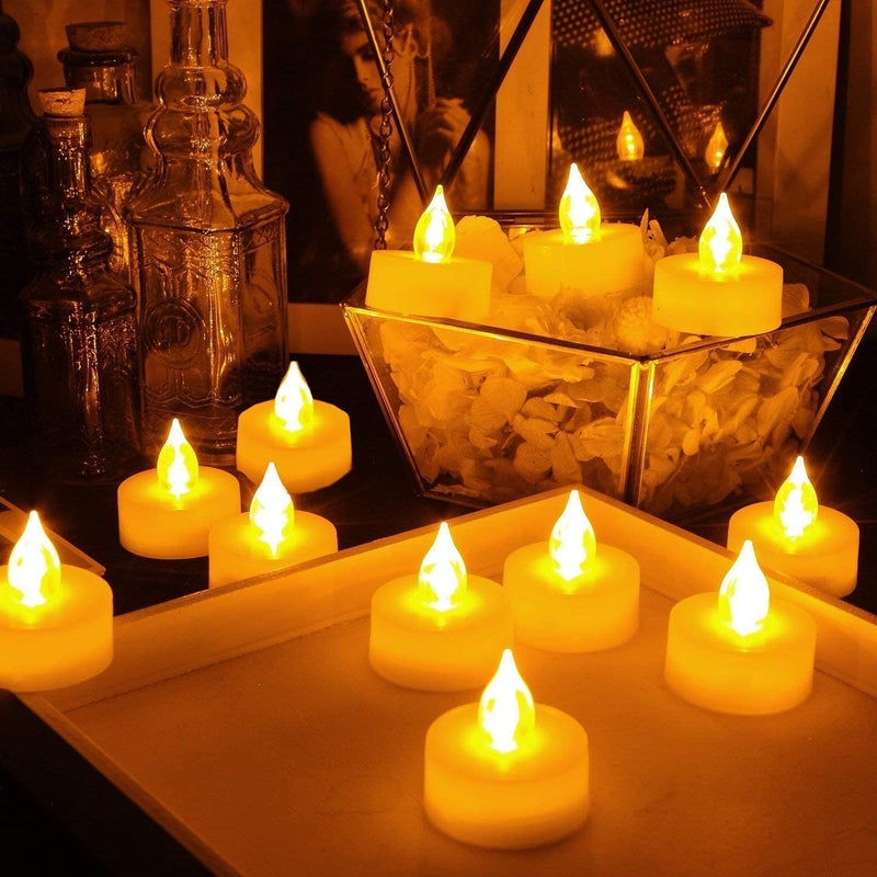 PARTISH 24 Pcs LED Tea Light Candles | Flameless, Smokeless Diyas | Decorative Acrylic Candles for Navratri Decoration Setup for Home, Home Decor, Diwali, Deepawali, Festival Gifting (Yellow) - Image 5