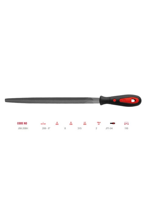 Ceta form Square File with Soft Grip Handle, Double Cut Surfaces- Length 200mm. - 8”