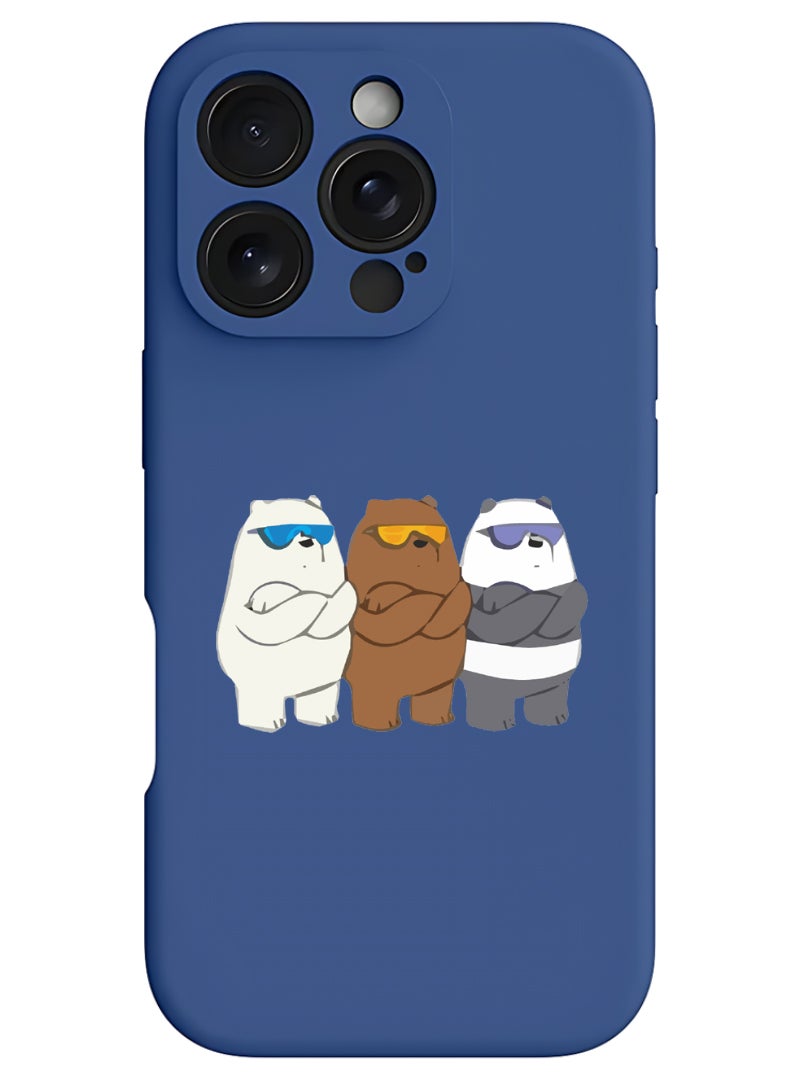 Theodor iPhone 16 Pro Blue Protective Slim Fit Case Liquid Silicone Cover with Full Body Protection Anti-Scratch Shockproof Case For iPhone - ears dance - Image 1