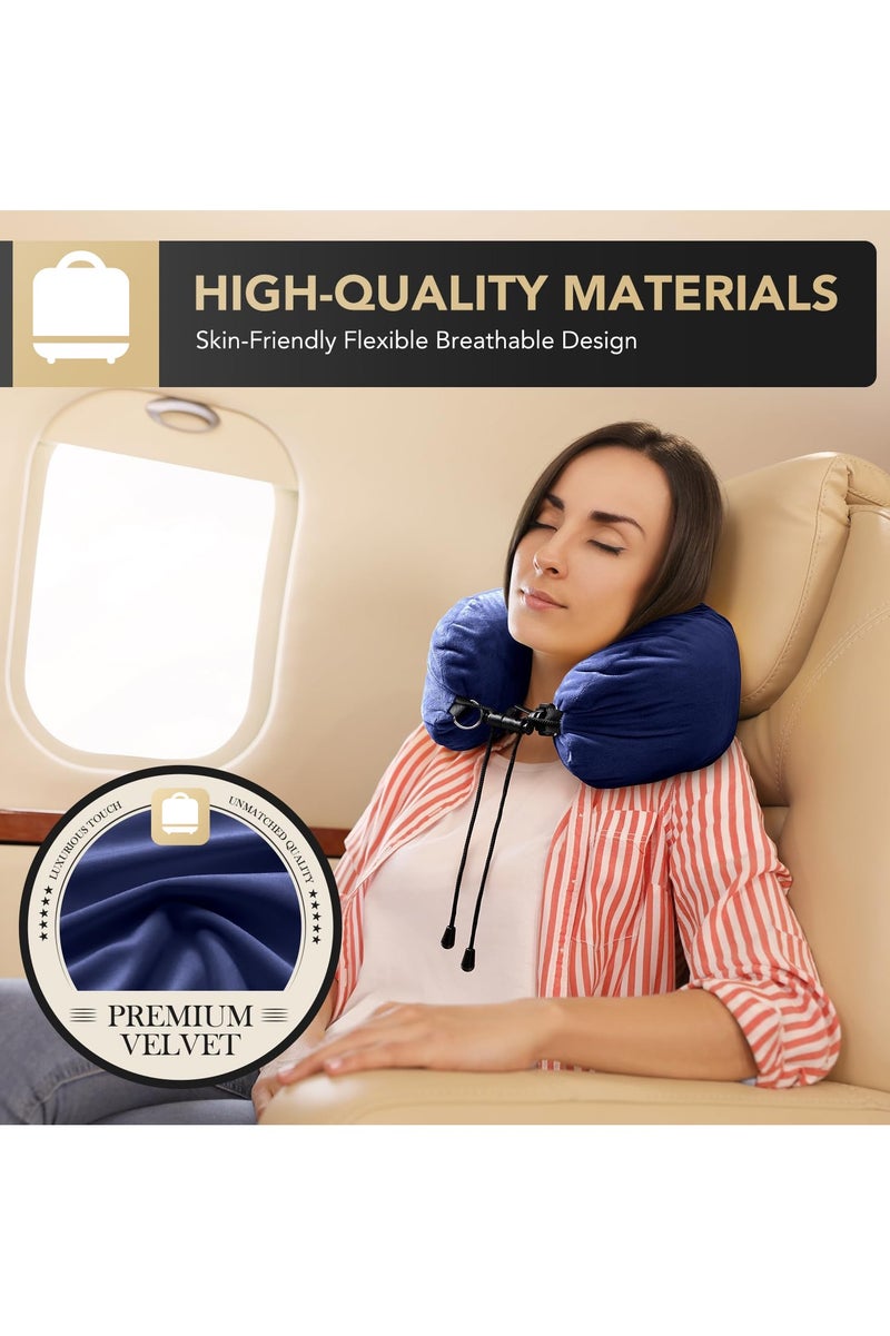 Stuffable Neck Pillow for Travel, Adjustable U-shapes, Extra Luggage Storage Ideal 1-3 Days Travel Essentials, 3D Eye Mask Included, Blue - Image 5