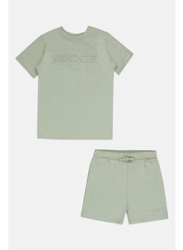 Nicce Toddlers Boy 2 Pieces Brand Logo T-Shirt And Short Set, Slate Green  - Image 1