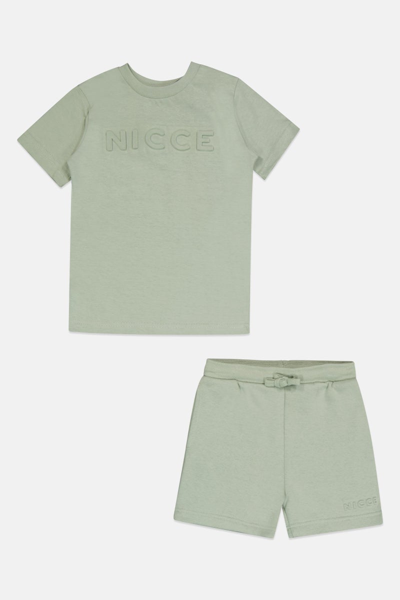 Nicce Toddlers Boy 2 Pieces Brand Logo T-Shirt And Short Set, Slate Green  - Image 1