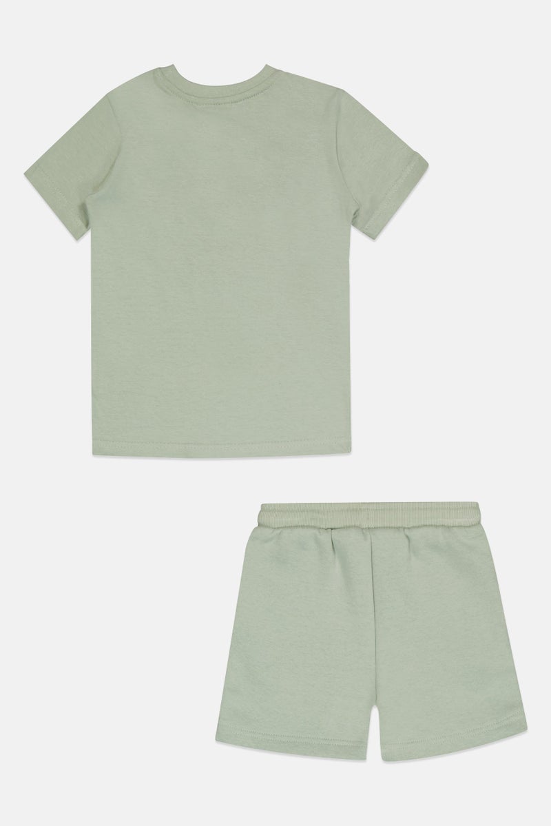 Nicce Toddlers Boy 2 Pieces Brand Logo T-Shirt And Short Set, Slate Green  - Image 2