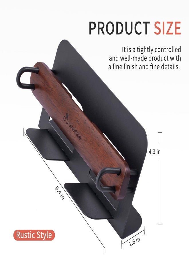Celestree Guest Towel Holder for Bathroom - Ironl Napkin Dispenser with Raintree Wood Weighted Arm, Rectangular Disposable Hand Towels Tray for Table Kitchen Steak Dinner Vanity Picnic - Image 3