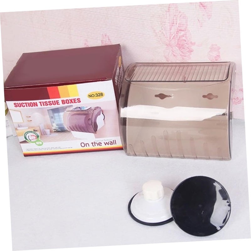 DOITOOL Elegant Wall-Mounted Paper Towel Holder Plastic Roll Tissue Box Suction Cup Toilet Paper Stand - Image 3