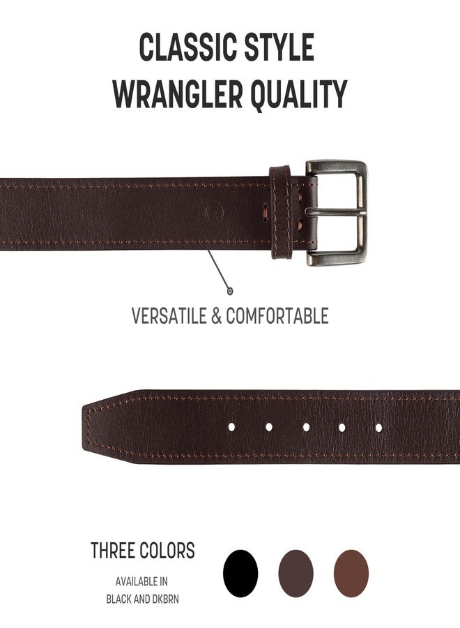 Wrangler Men’s Leather Country Casual Every Day Dress Belt for Jeans, Khakis Brown 38 - Image 2