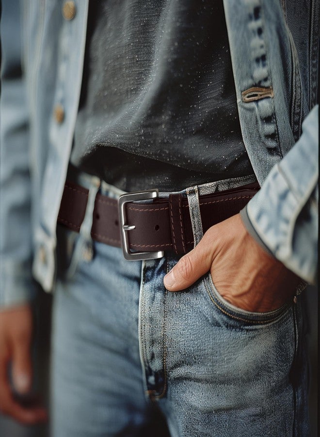 Wrangler Men’s Leather Country Casual Every Day Dress Belt for Jeans, Khakis Brown 38 - Image 4