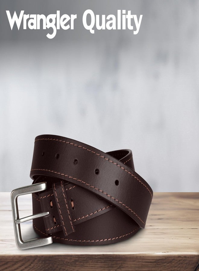 Wrangler Men’s Leather Country Casual Every Day Dress Belt for Jeans, Khakis Brown 38 - Image 5