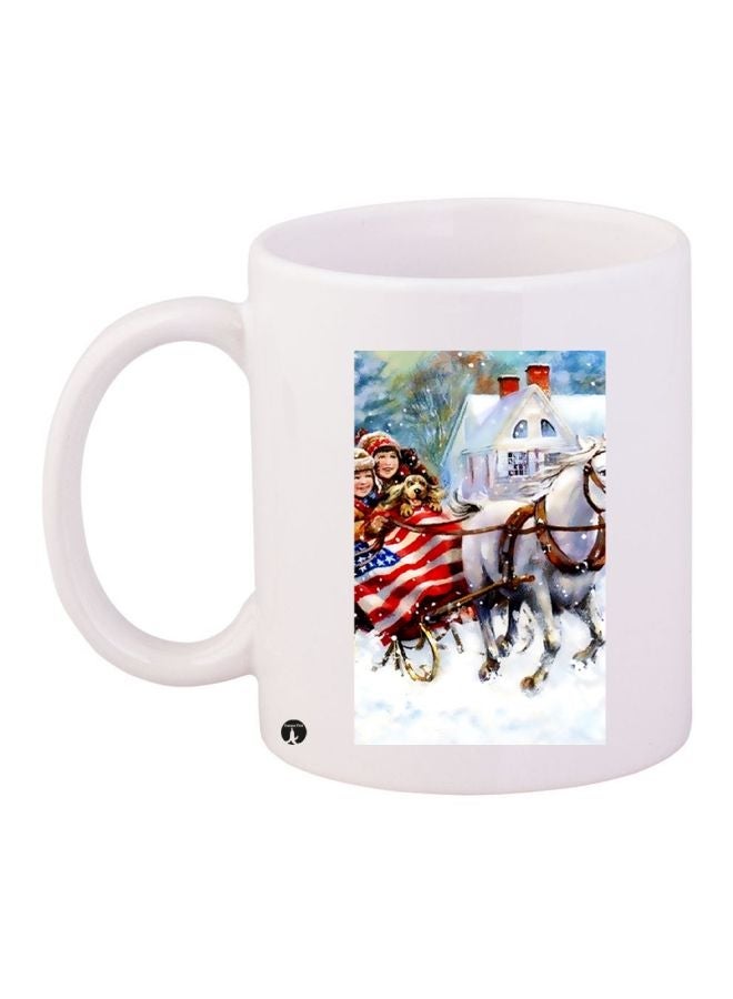 Printed Coffee Mug White/Red/Blue 11ounce