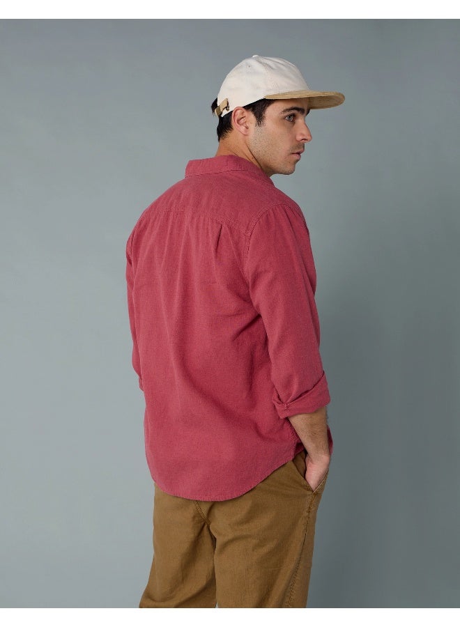American Eagle AE Long-Sleeve Linen-Blend Button-Up Shirt  - Image 2