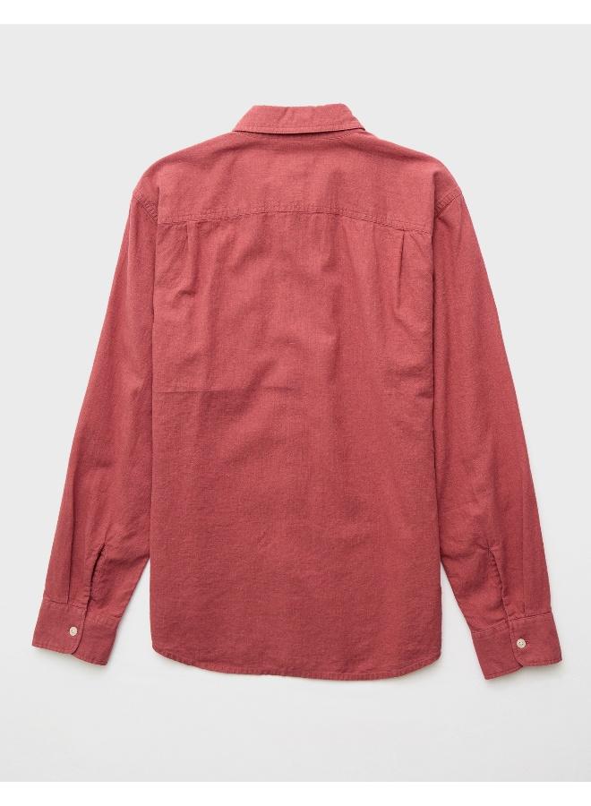 American Eagle AE Long-Sleeve Linen-Blend Button-Up Shirt - Image 2