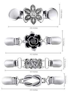 Generic 4 Pieces Vintage Sweater Shawl Clips Retro Cardigan Collar Clips Dress Shirt Brooch Clips for Women Girls Wearing, 4 Styles  - Image 3