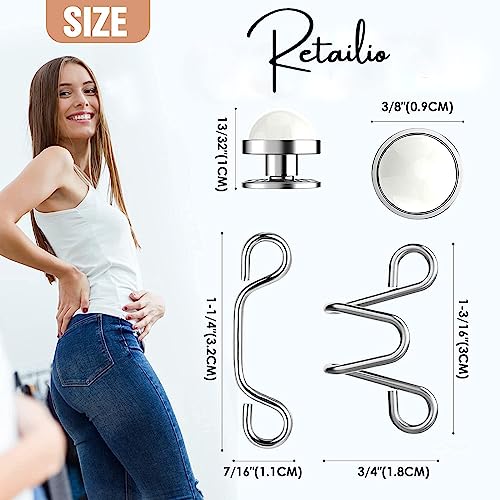 Buransh 2 Pcs Adjustable Button Pins - Detachable Jean Buttons, No Sewing Required - Perfect Fit Instant Buttons (2, White Pearl) - Image 5