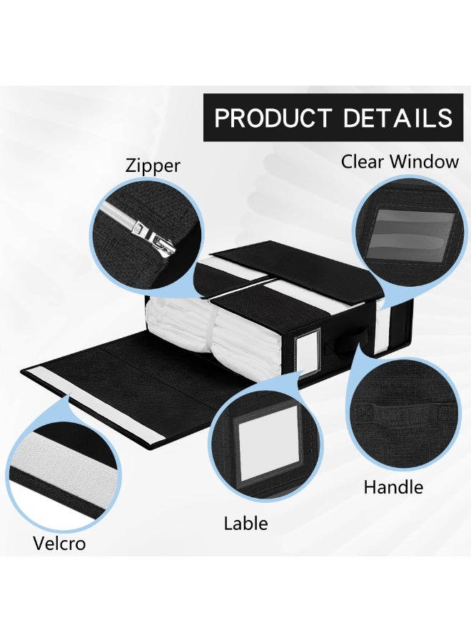 3-Pack Foldable Closet Organizer with Clear Window & Handles, Extra Large Storage for King, Queen Comforters, Blankets, Bed sheets, Under Bed Storage, Sheet Organizer (Black, MY023) - Image 2