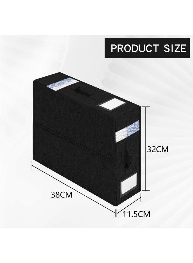 3-Pack Foldable Closet Organizer with Clear Window & Handles, Extra Large Storage for King, Queen Comforters, Blankets, Bed sheets, Under Bed Storage, Sheet Organizer (Black, MY023) - Image 3