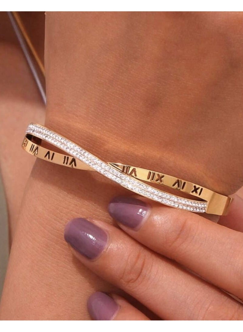 YUCCA Wireless Cross Roman Numeral Letter Bracelet for Women - Special Gift and Occasions  - Image 2