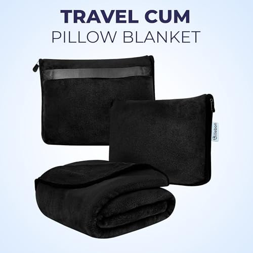 Billebon Travel Blanket Airplane Compact Soft Lightweight & Cozy Blanket with Soft Bag Pillowcase Packable Travel Blanket Perfect for Flight Car Bus Train (Black, 6 Ft. X 3 Ft.) - Image 3