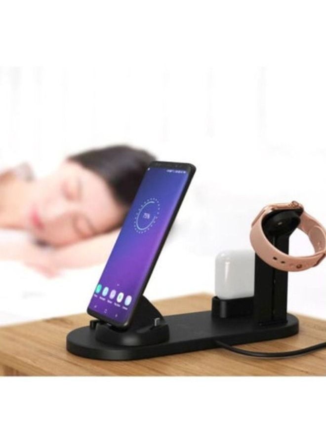 ACLIX 3 in 1 Rotatable Charger Dock Stand for Apple iPhone Micro USB Phone Type C Phone  Apple Watch and Apple AirPods Black  - Image 3