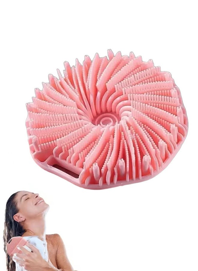فرشاة الجسم السيليكون ، فرشاة الجسم اللطيفة في دش السيليكون Loofah مع الشعارات الجلدية بسهولة ، طويلة الأمد ، وأكثر نظافة من دش Loofah التقليدي ، الوردي - Image 1