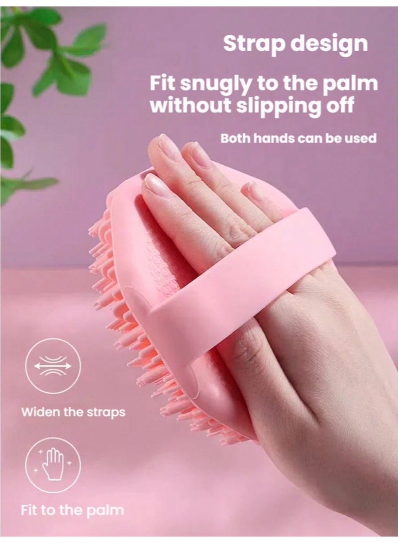 فرشاة الجسم السيليكون ، فرشاة الجسم اللطيفة في دش السيليكون Loofah مع الشعارات الجلدية بسهولة ، طويلة الأمد ، وأكثر نظافة من دش Loofah التقليدي ، الوردي - Image 3