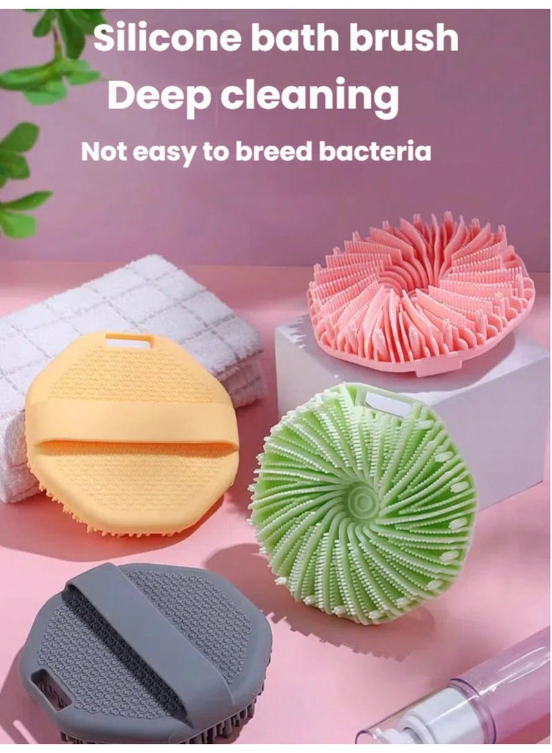 فرشاة الجسم السيليكون ، فرشاة الجسم اللطيفة في دش السيليكون Loofah مع الشعارات الجلدية بسهولة ، طويلة الأمد ، وأكثر نظافة من دش Loofah التقليدي ، الوردي - Image 2