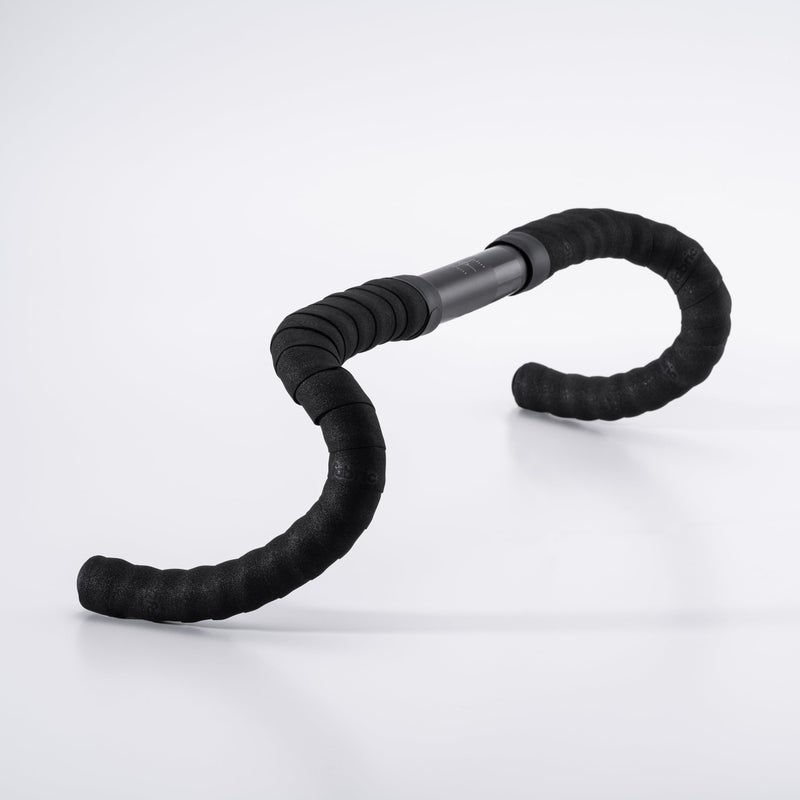 Fabric Logo Handlebar Tape - Road Bike Bar Tape with Handlebar Plugs and Finishing Strips - 200 x 3 cm - 2.5mm Thick Black - Image 2