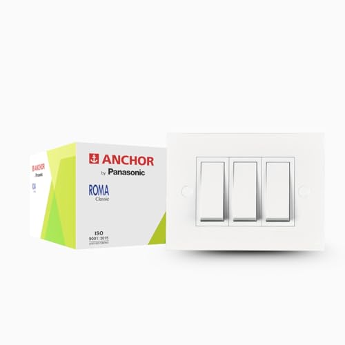 Anchor by Panasonic Roma Classic 6 Module Deko White Single Mounting Plate for Switch Board (White, 21340WH-10) - Image 1
