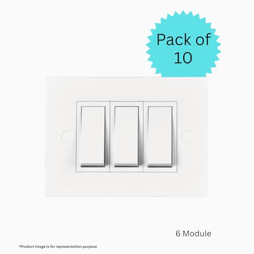 Anchor by Panasonic Roma Classic 6 Module Deko White Single Mounting Plate for Switch Board (White, 21340WH-10) - Image 2