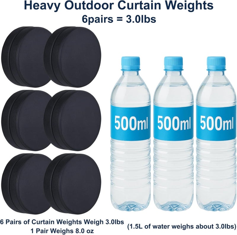 LEVOSHUA 3LB Heavy Duty Outdoor Curtain Weights, Strong Magnetic Gazebo Curtain Weights, Rubber Covered Waterproof Drapery Weight, Prevent Curtain Liner from Blowing Around, Black, 6 Pairs - Image 2