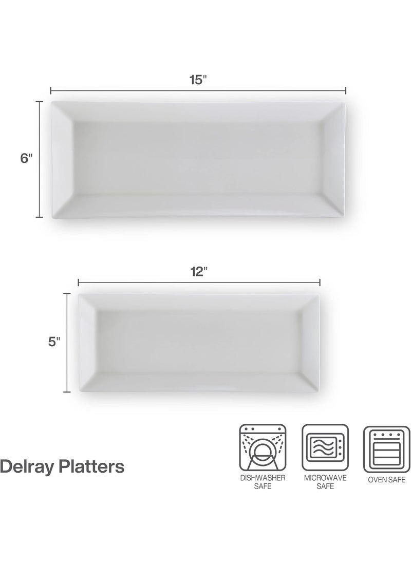 Mikasa Delray Chip Resistant Set of 2 Platter Serving Tray 12 and 15 inch