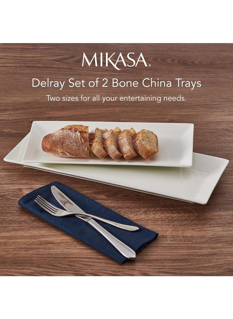 Mikasa Delray Chip Resistant Set of 2 Platter Serving Tray 12 and 15 inch