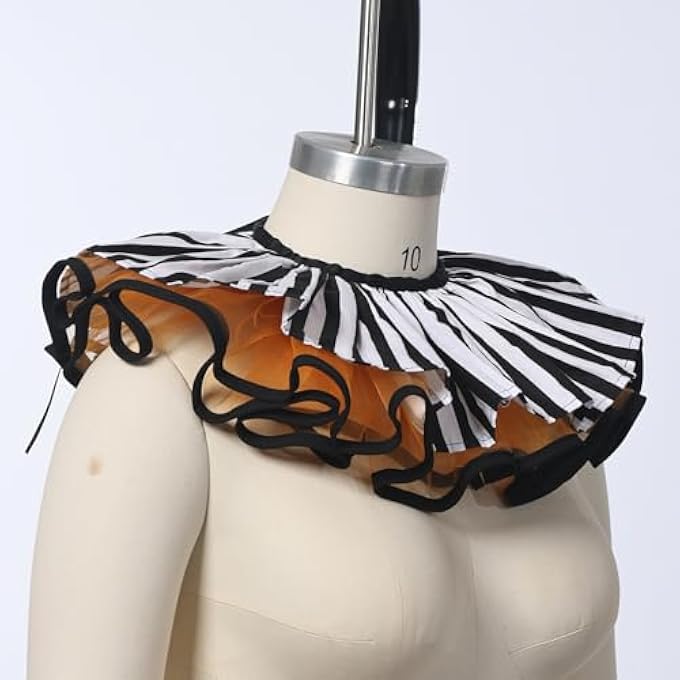 LAYERED CLOWN COLLAR,TULLE RUFFLED FAKE COLLAR LAYERED MESH CLOWN FOR RENAISSANCE COSPLAY - Image 5