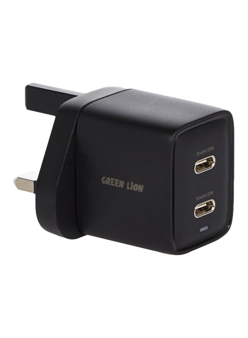 Green Lion 40W Type-C PD Wall Charger - Black - Image 1