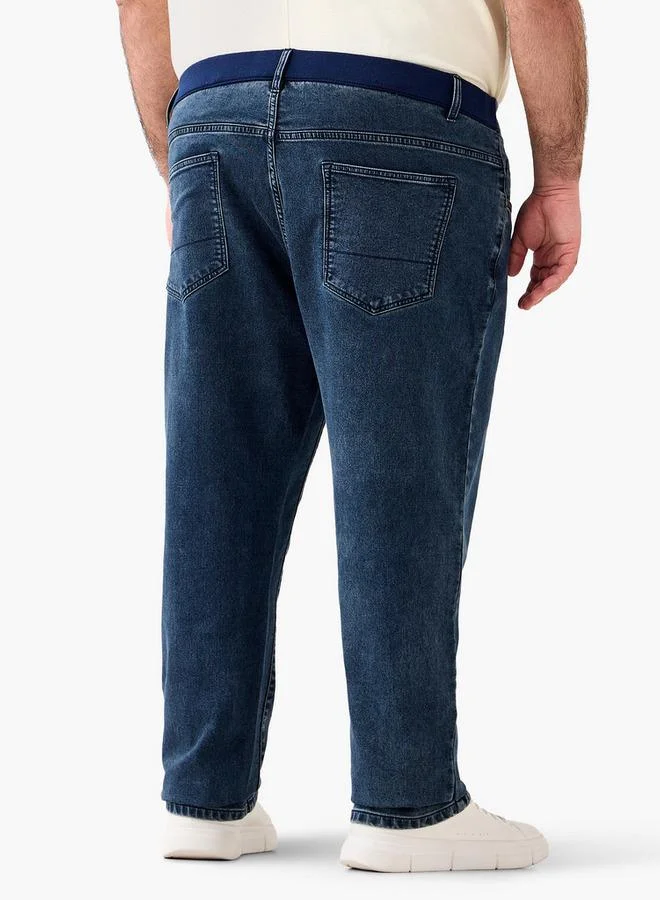 Maxim  Men Relaxed Fit Flexi Waist Drawstring Closure Jeans for Men | Best Price UAE