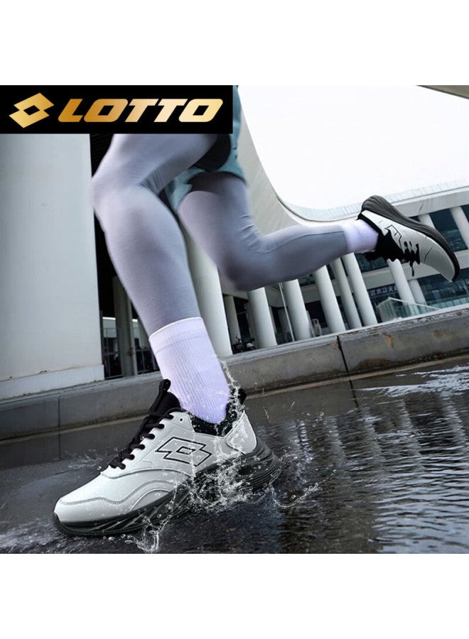 Lotto Men's Spring Leather Running Shoes Water-repellent Casual Soft Sole Jogging Shoes 1178 Loop Gray Size 39 - Image 2