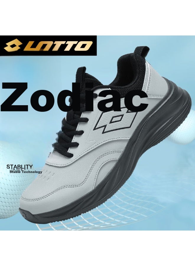 Lotto Men's Spring Leather Running Shoes Water-repellent Casual Soft Sole Jogging Shoes 1178 Loop Gray Size 39 - Image 3