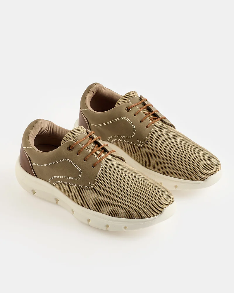 REDTAG Men Beige Contrast Derby Shoes