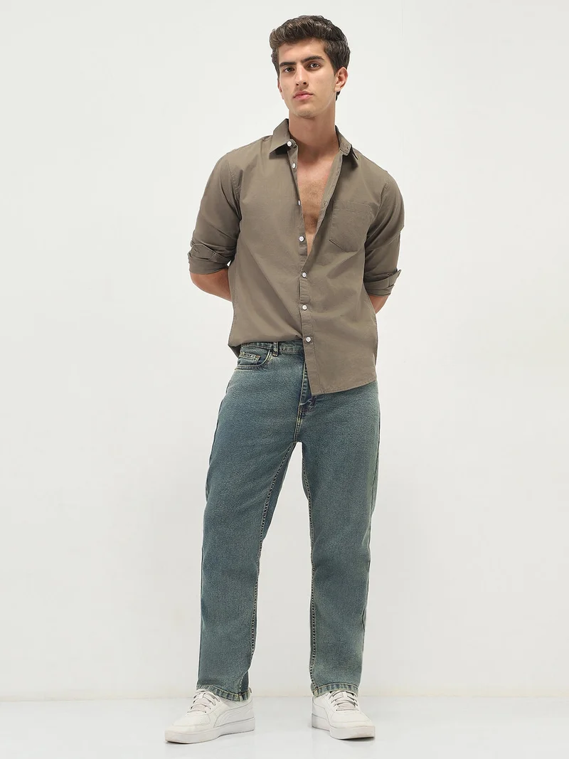 Urbano Fashion  Urbano Fashion Men's Light Blue Straight Fit Heavy Washed Jeans Stretchable  | Best Price UAE