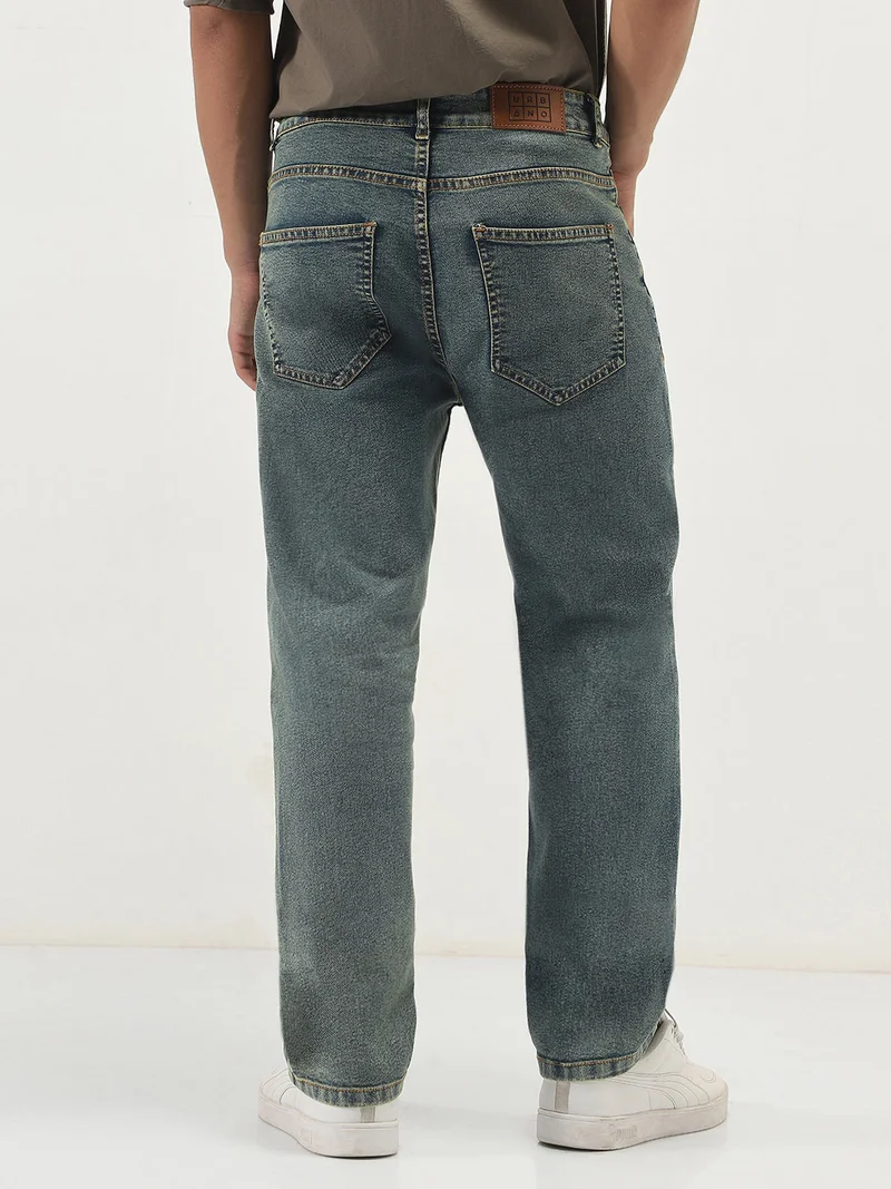 Urbano Fashion  Urbano Fashion Men's Light Blue Straight Fit Heavy Washed Jeans Stretchable  | Best Price UAE