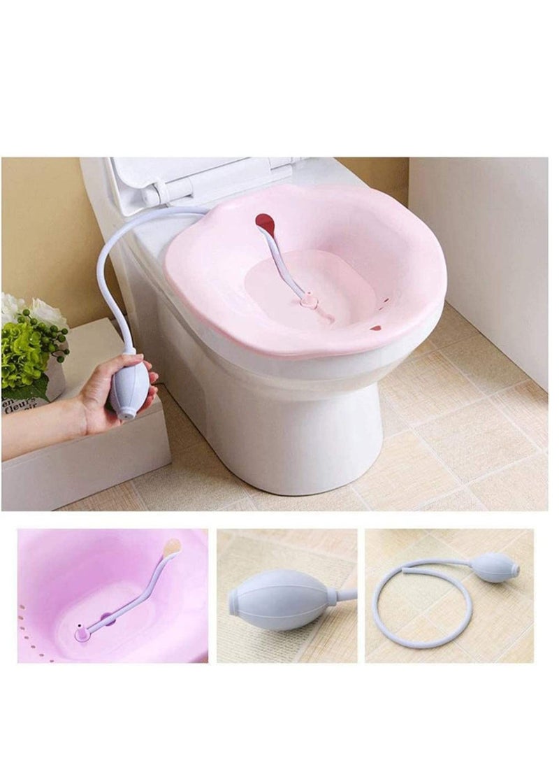 SYOSI Sitz Bath Toilet Seat, with Flusher Folding Bathroom The-Toilet Perineal Soaking, Avoid Squatting for Hemorrhoidal Relief, for Pregnant Women, for Post-Episiotomy Patients on The - Image 2