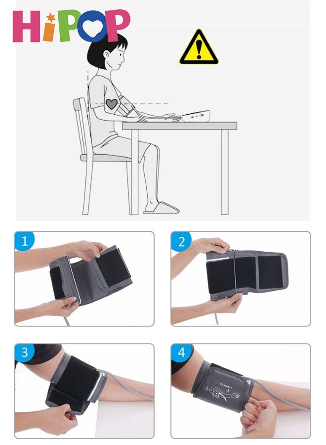 هيبوب جهاز قياس ضغط الدم للذراع العلوية مع سوار ذي حجم واسع، جهاز قياس ضغط الدم الرقمي التلقائي للاستخدام المنزلي، وضع المستخدمين 2 وذاكرة 2*90، جهاز قياس ضغط الدم U80EH - Image 5