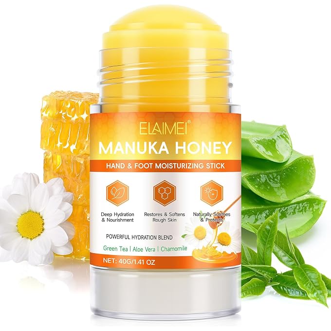 YOOJ Manuka Honey Cracked Heel Balm Stick, Deep Moisturizing Repair for Dry Cracked Feet, Soothing Formula Infused with Shea Butter & Chamomile, 1.41 Oz / 40g - Image 1