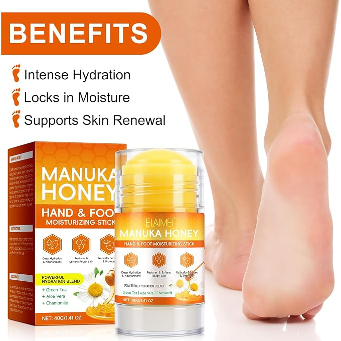 YOOJ Manuka Honey Cracked Heel Balm Stick, Deep Moisturizing Repair for Dry Cracked Feet, Soothing Formula Infused with Shea Butter & Chamomile, 1.41 Oz / 40g - Image 2