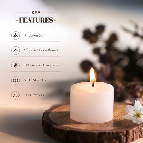 Aromahpure Vanilla Scented Set of 6 Votive Candles | 3 x 3.5 cm | Aroma Candles with Long-Lasting Fragrance | Burn Time 7 Hours Each | Relaxing Aromatherapy Candles for Home Décor & Gifting - Image 4