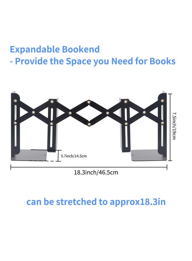 مسدادا دعامات كتب MSDADA قابلة للتعديل، دعامات كتب للكتب الثقيلة، منظم كتب قابل للتوسيع للمكتب والمدرسة والمكتبات، يمتد حتى 19 بوصة (أسود) - Image 2