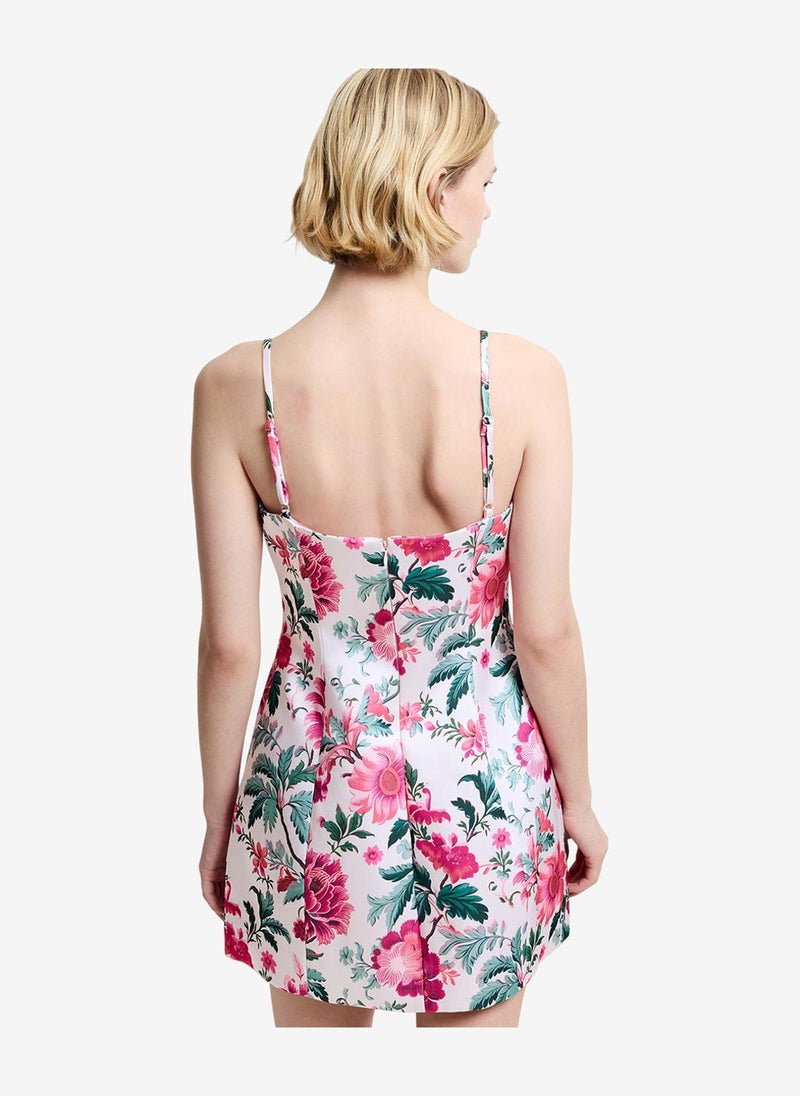 French Connection Women's York Satin Pink Floral Print Mini Dress - Image 4