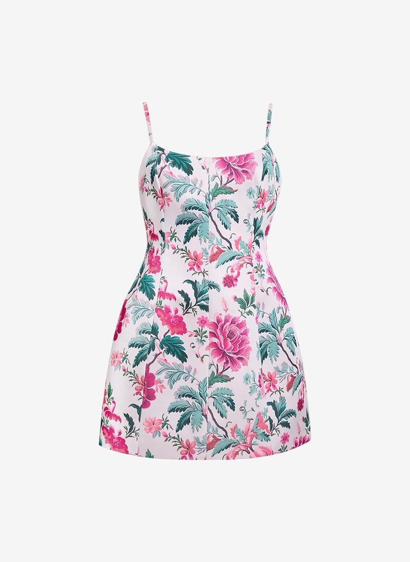 French Connection Women's York Satin Pink Floral Print Mini Dress - Image 5