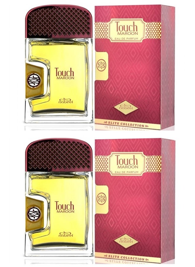 Nabeel 2 Pcs Nabeel Touch Maroon Eau De Parfum 80ML Long Lasting Luxury Unisex Fragrance - Image 1