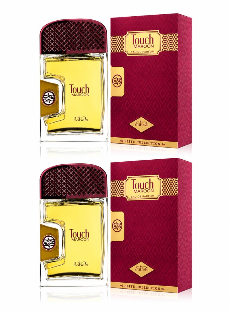 Nabeel 2 Pcs Nabeel Touch Maroon Eau De Parfum 80ML Long Lasting Luxury Unisex Fragrance - Image 1